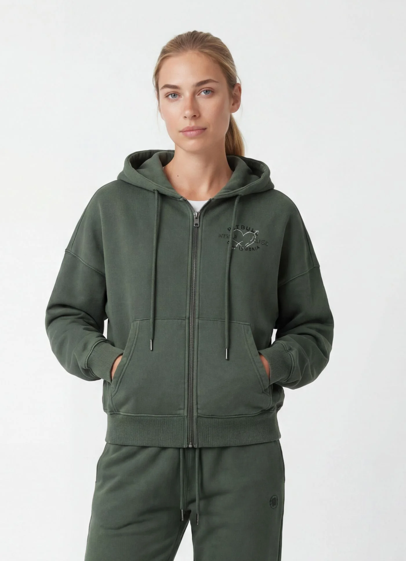 Bluza rozpinana z kapturem damska Washed MANZANITA HEART