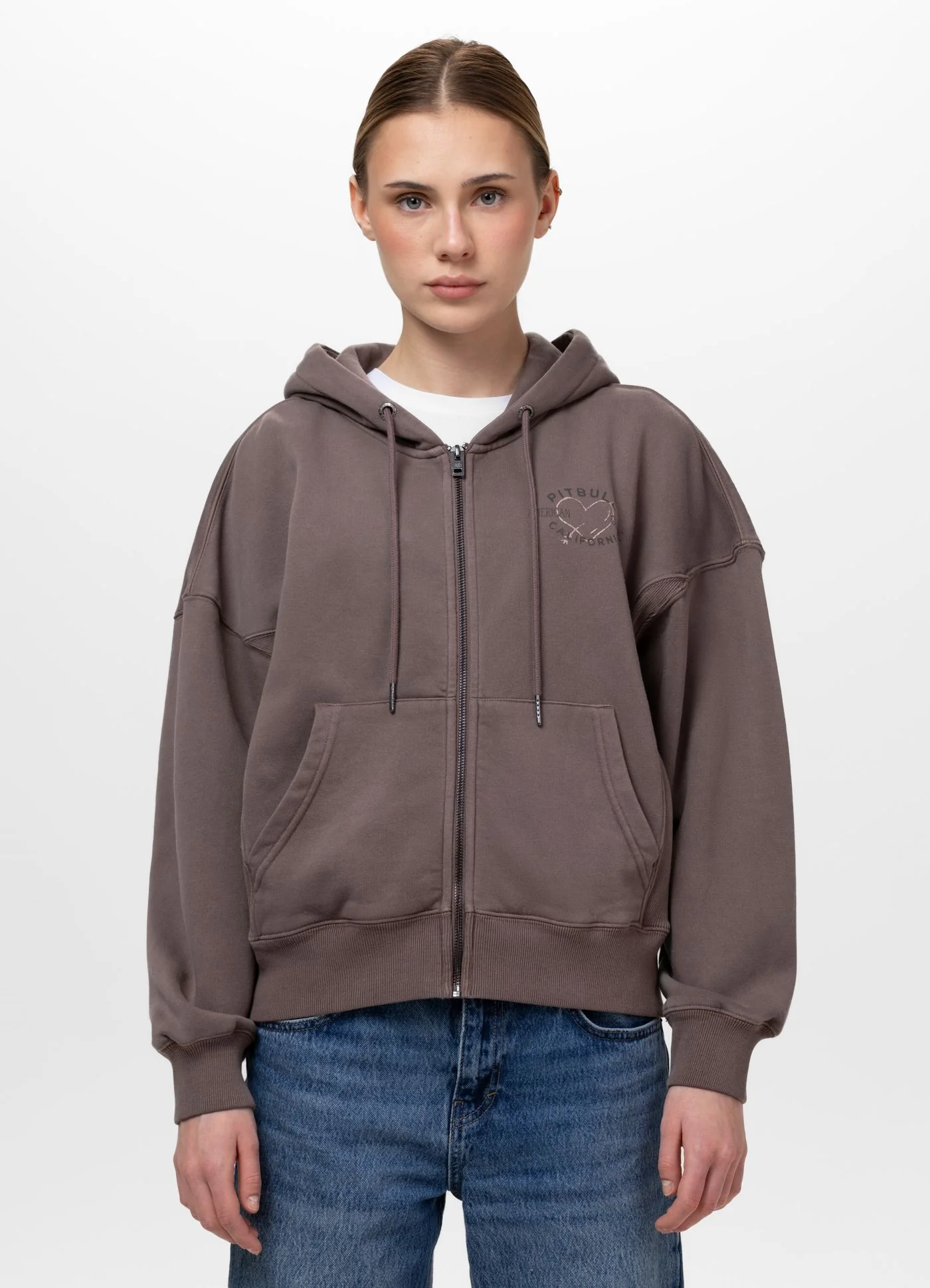 Bluza rozpinana z kapturem damska Washed MANZANITA HEART