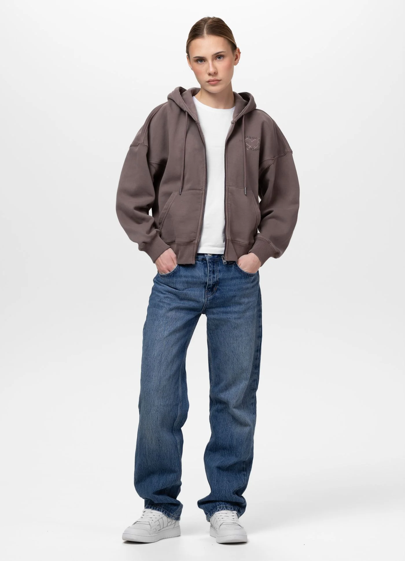 Bluza rozpinana z kapturem damska Washed MANZANITA HEART - Image 2