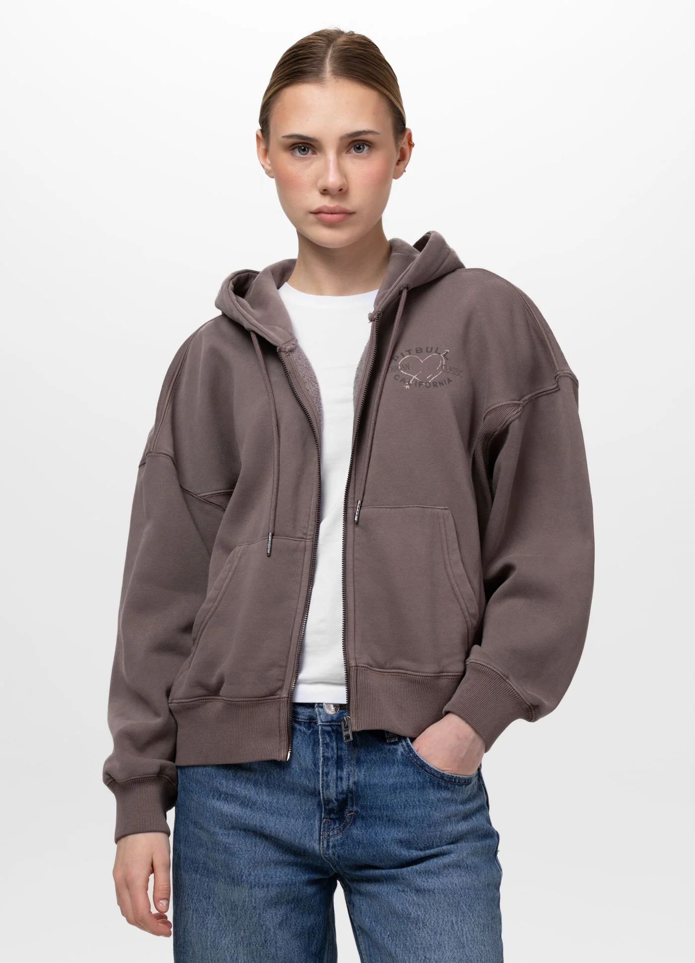 Bluza rozpinana z kapturem damska Washed MANZANITA HEART - Image 6