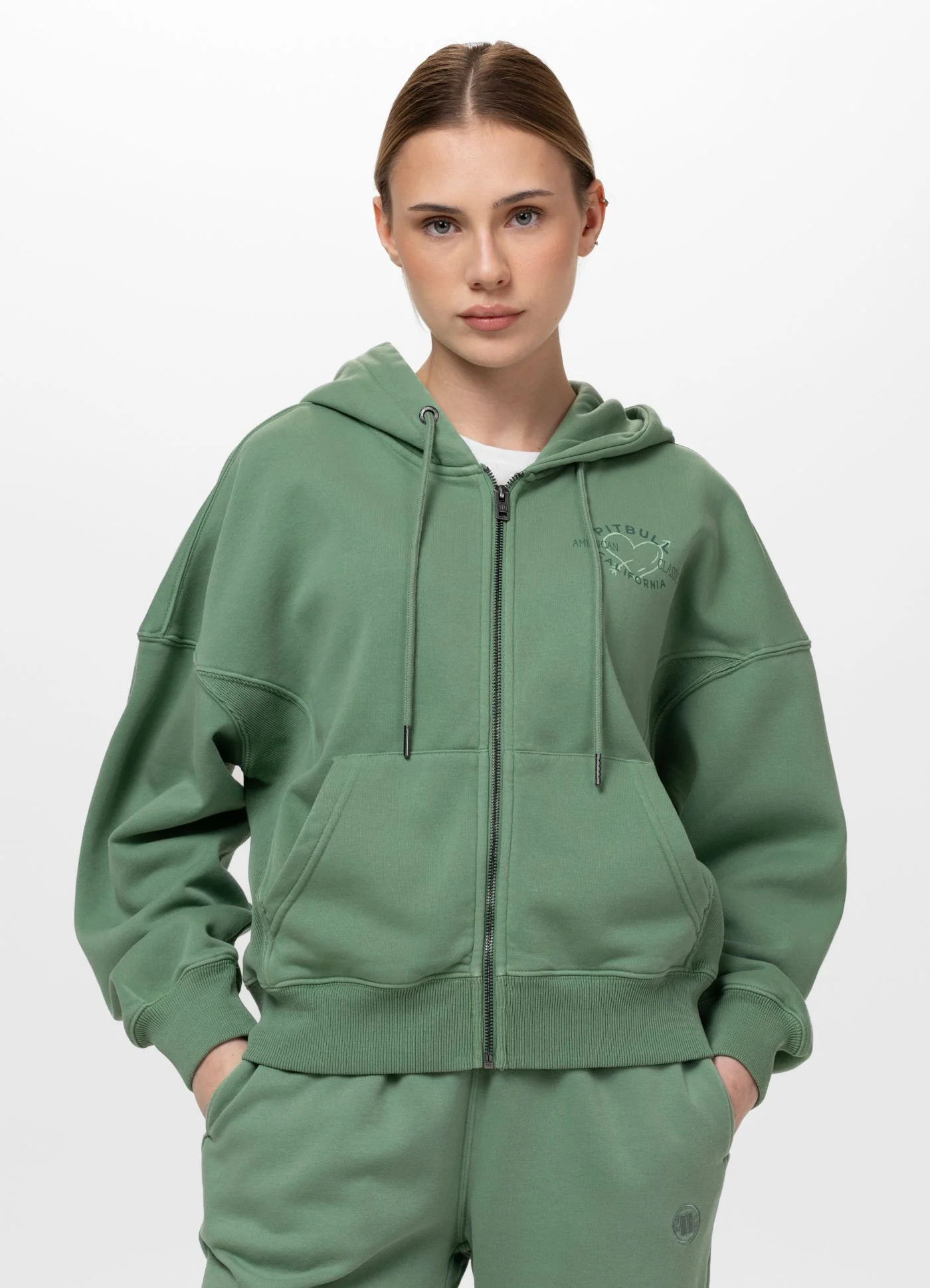 Bluza rozpinana z kapturem damska Washed MANZANITA HEART