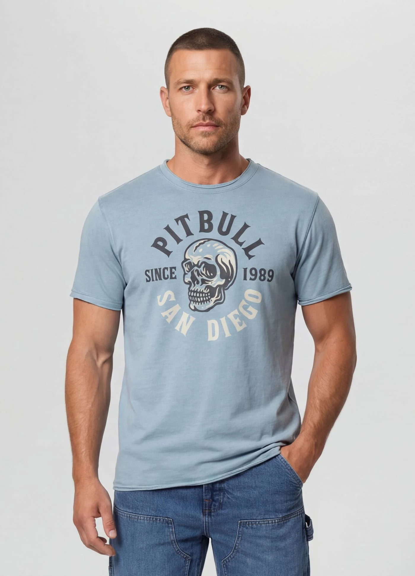 Koszulka Denim Washed Raw SKULL LOGO
